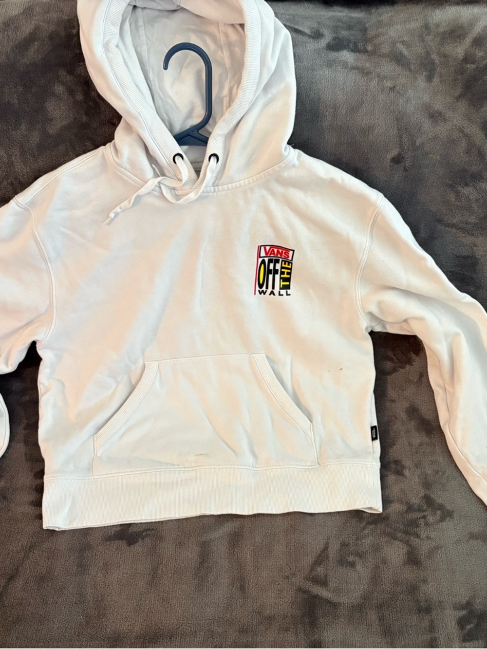 Vans White Hoodie with Small Multicolor Off The Wall Logo